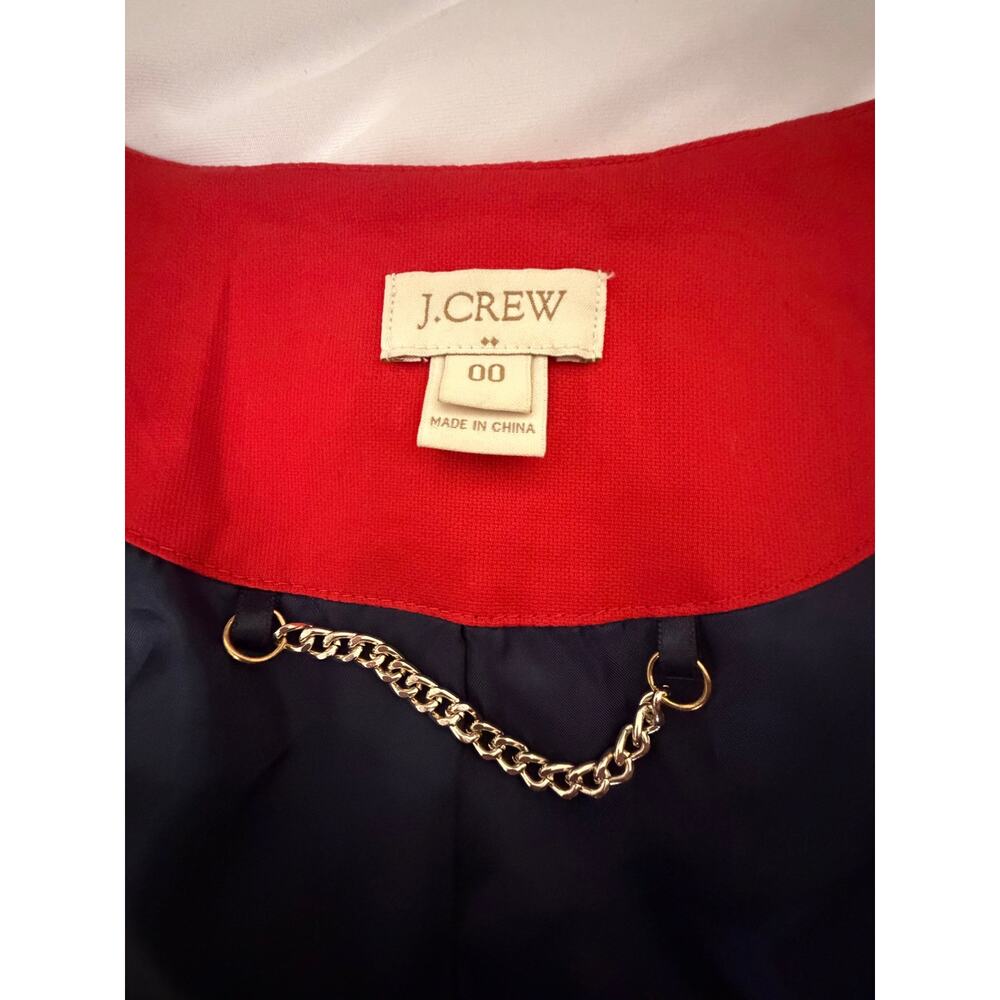 J.Crew Red Nautical Rope Toggle Coat Gold Grommet Jacket Size 00 - Picture 7 of 10